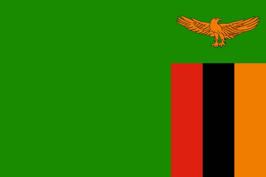The national flag of Zambia recognises the colour of copper in one of its vertical bars