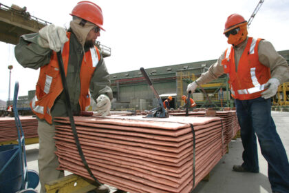 Cathode plates of copper after electrolytic extraction