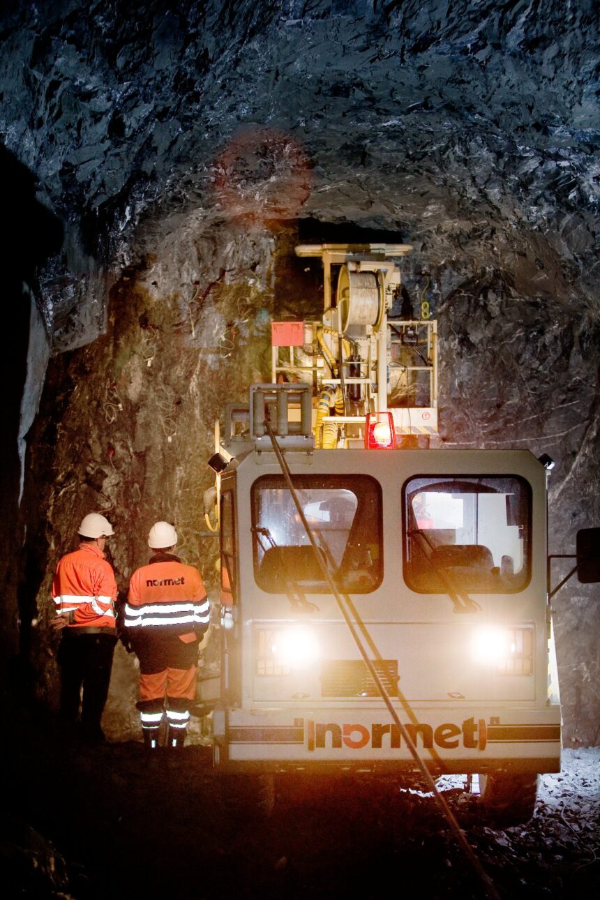 A Normet Charmec 1610B charging vehicle to handle and place emulsion explosives