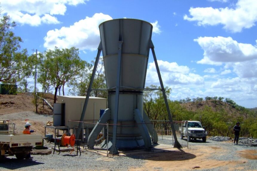 A single axial flow fan installed at a dedicated ventilation shaft by Australia’s Zitron agent, Downunder Mining