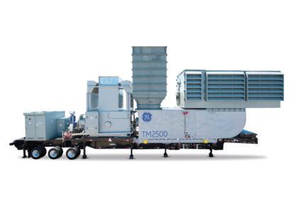 GE’s 25 MW, trailer-mounted, TM2500+ aero-derivative gas turbines generate uninterrupted power