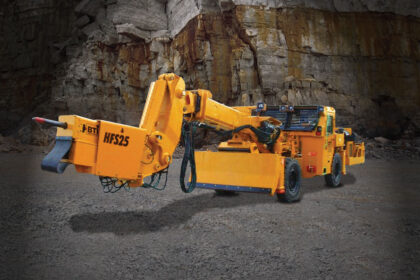 The Thiessen Team of the US and Canada, including BTI Rockbreaking Systems, offer a vibratory pick scaling (VPS) head mounted on a telescopic boom, and a hammer feed scaler (HFS)