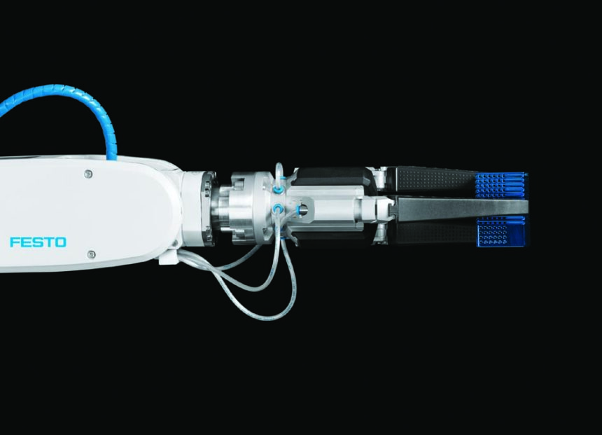 Festo’s MultiChoiceGripper uses the principle of the opposable thumb for a parallel grip