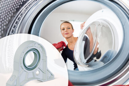 The new engine mount by ContiTech reduces vibrations in domestic appliances and meets U.S. fire protection standard UL 94 V0. Photo: ContiTech