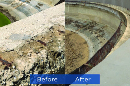 Tank wall repaired and protected with Belzona epoxy materials