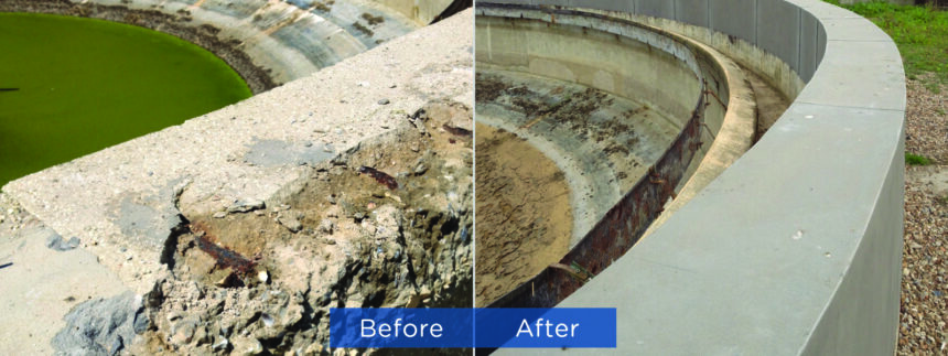 Tank wall repaired and protected with Belzona epoxy materials