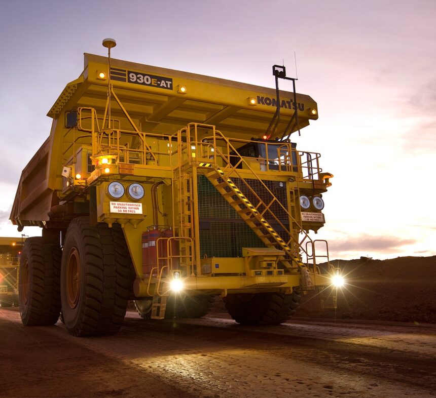 One of Rio Tinto’s driverless Komatsu 930E haul trucks of 290-t capacity