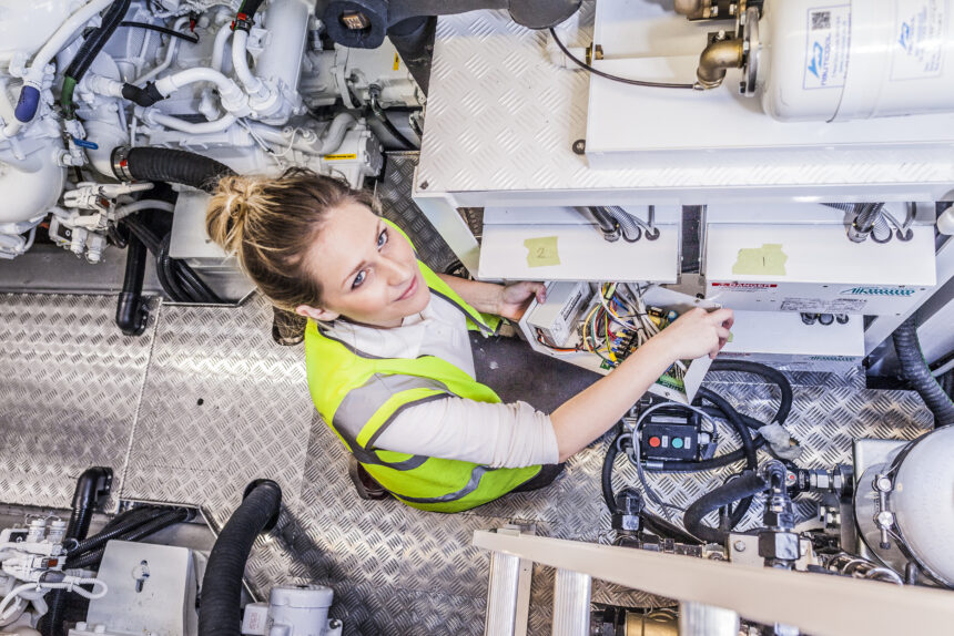 Olivia Richards-Smith, apprentice Marine Engineer at Sunseeker International. Image: Richard Tarr