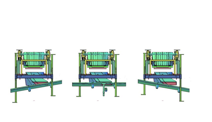 Schematic shows how chute can be used on an incline, level or on a decline