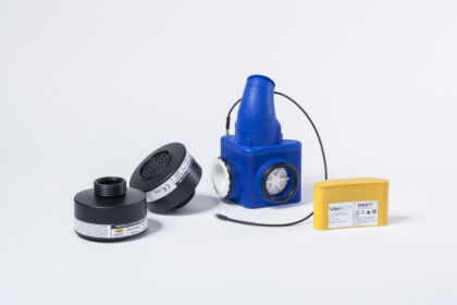 The VenION breathing air blower with filter and battery. It contains a Maxon EC 22 motor. Image: TB Safety