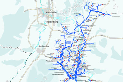 Pipeline network for supplying water from Lake Constance. Source: Lake Constance Water Supply Association