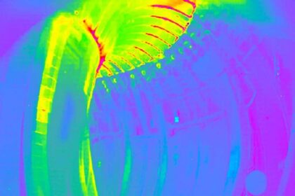 Infrared camera view of the inside of the JET fusion vessel. Image: EUROfusion