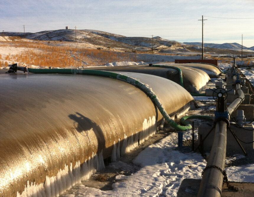 Section of the Geotube dewatering plant, with the Rotork IQ actuators installed on the inlet pipework on the right-hand side