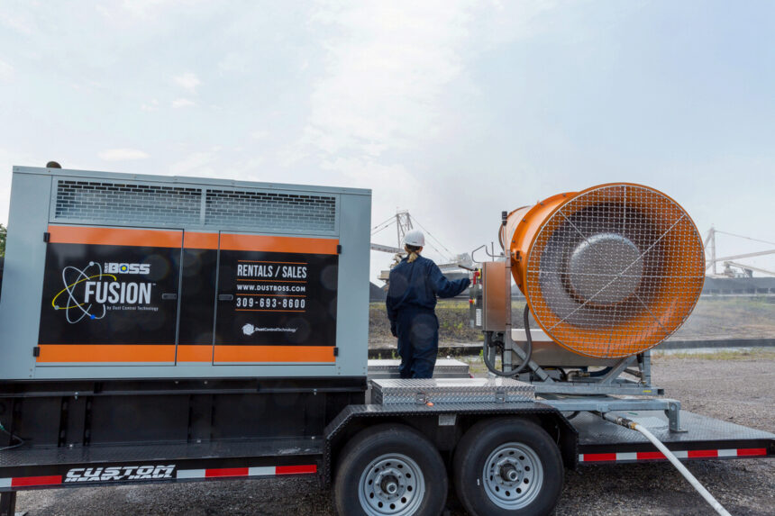 To achieve its 100-metre throw distance, the DB-100 employs a 60HP electric fan motor fed by a high-pressure booster pump