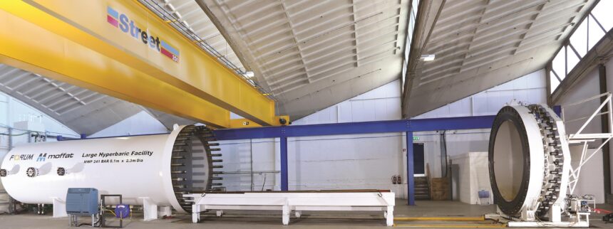 Forum’s hyperbaric testing vessel at Moffat, Northumbria, is one of Europe’s largest