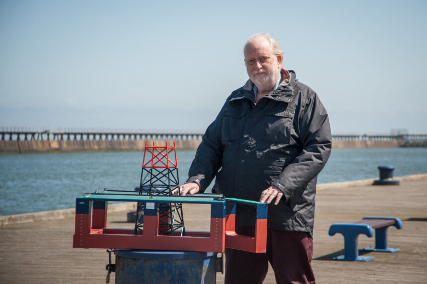 Joe Glass with a working model of NESSIE