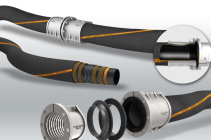 Hard-wearing suction and delivery hose with reusable couplings and wear indication. Photo: ContiTech