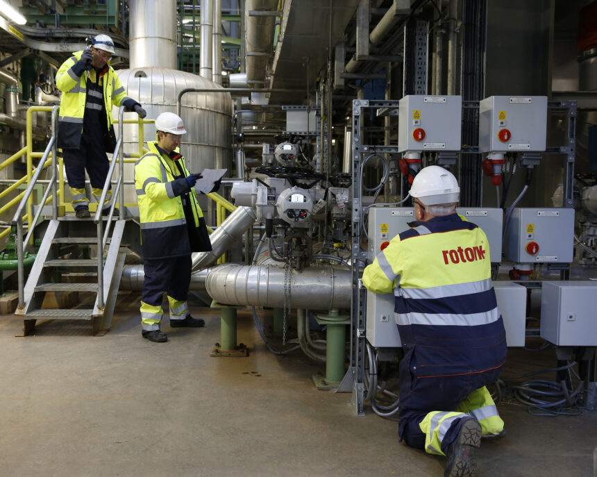Engineers from Rotork Site Services carry out the commissioning of one area of the completed upgrade