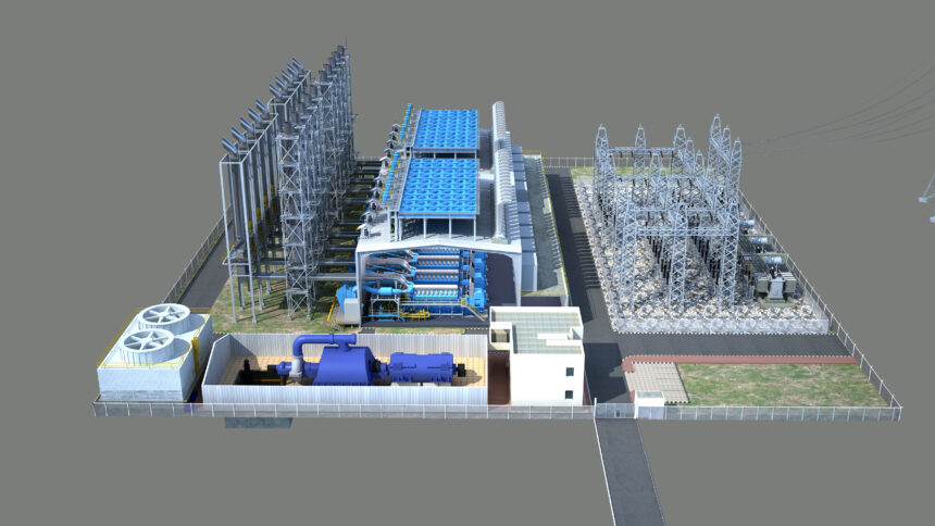 Modular development: this configuration features five gensets along with combined-cycle steam turbines