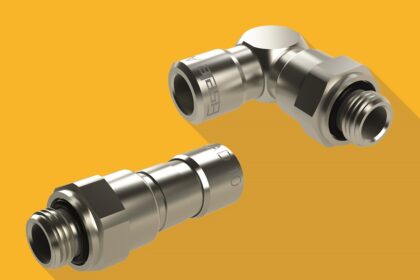 Eisele developed a new ball bearing rotary connector that conveys compressed air of -0,9 to 16 bar from a rigid component to a rotating component