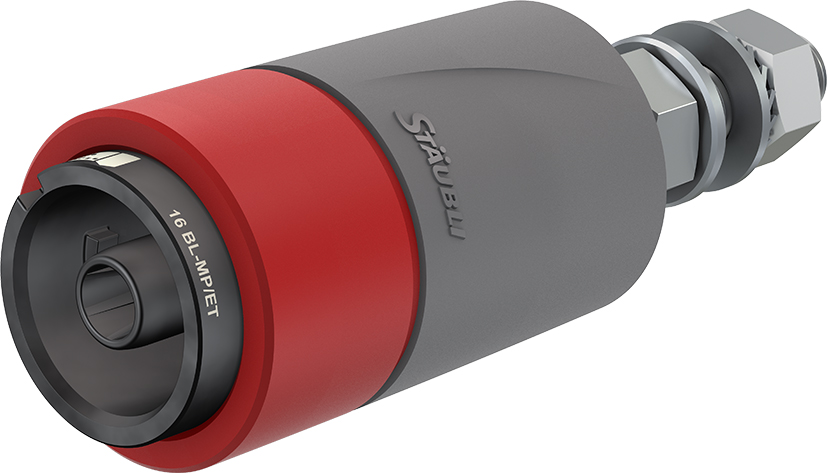 Surface-mounting receptacle, with threaded stud M16