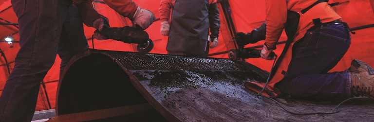 Several lengths of belt have to be spliced at site