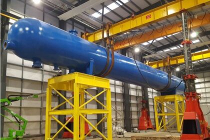 TUV SUD NEL's new gravity test separator being installed in its Advanced Multiphase Facility (AMF)