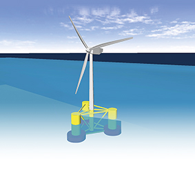 Computer-generated image showing the turbine and its support platform