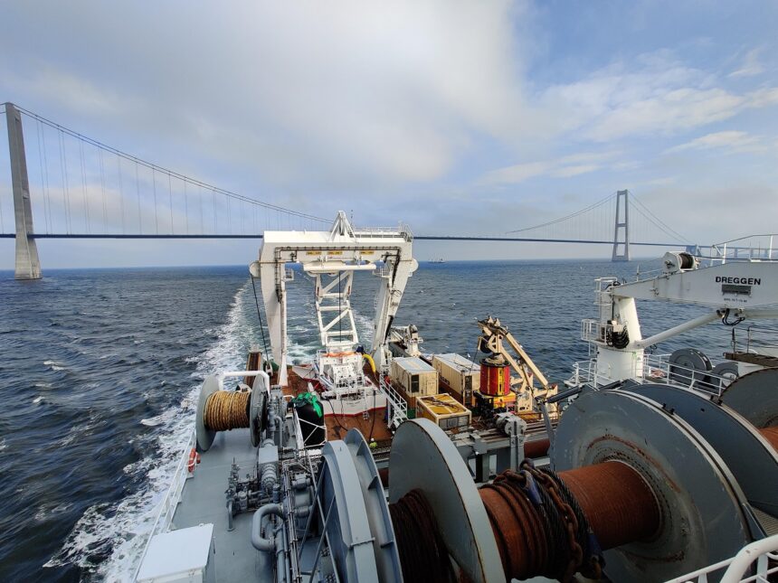Sailing under The Great Belt Bridge