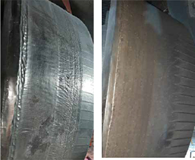 Before and after images of the mill rolls