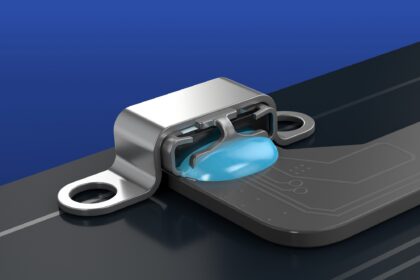 The new Structalit 5511 is suitable for connector sealing (adhesive shown in light blue in the graphic)