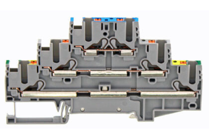 PIKD 2.5/PE/L/N GR three-level feed-through and PE terminal