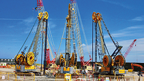 Bauer cutter with hose winding system on a mine shaft project in UK