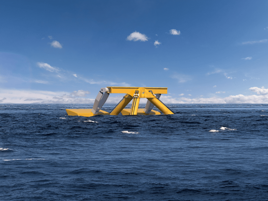 PelaGen wave energy converters on the PelaFlex platform. Photo via MPS.