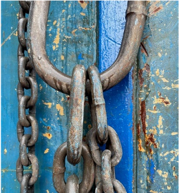 Fig. 5 (b) – zinc thermal diffused and painted chain sling after 30 months service