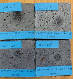 Results after testing the Ceratuff material under different temperatures