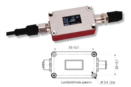 Highly compact cable electronics with OLED display for sensors with integrated measuring amplifier