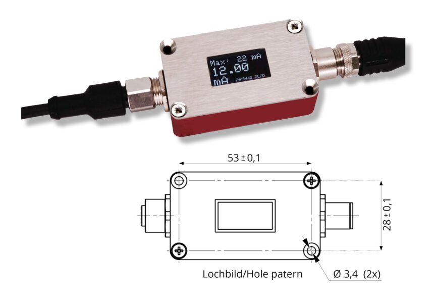 Highly compact cable electronics with OLED display for sensors with integrated measuring amplifier