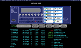 IED “zoom screen” showing real time animation of feeder relay status. In this example, over 80 real time values from the relay are available on this page