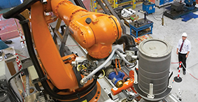 KUKA robot in a nuclear cell build