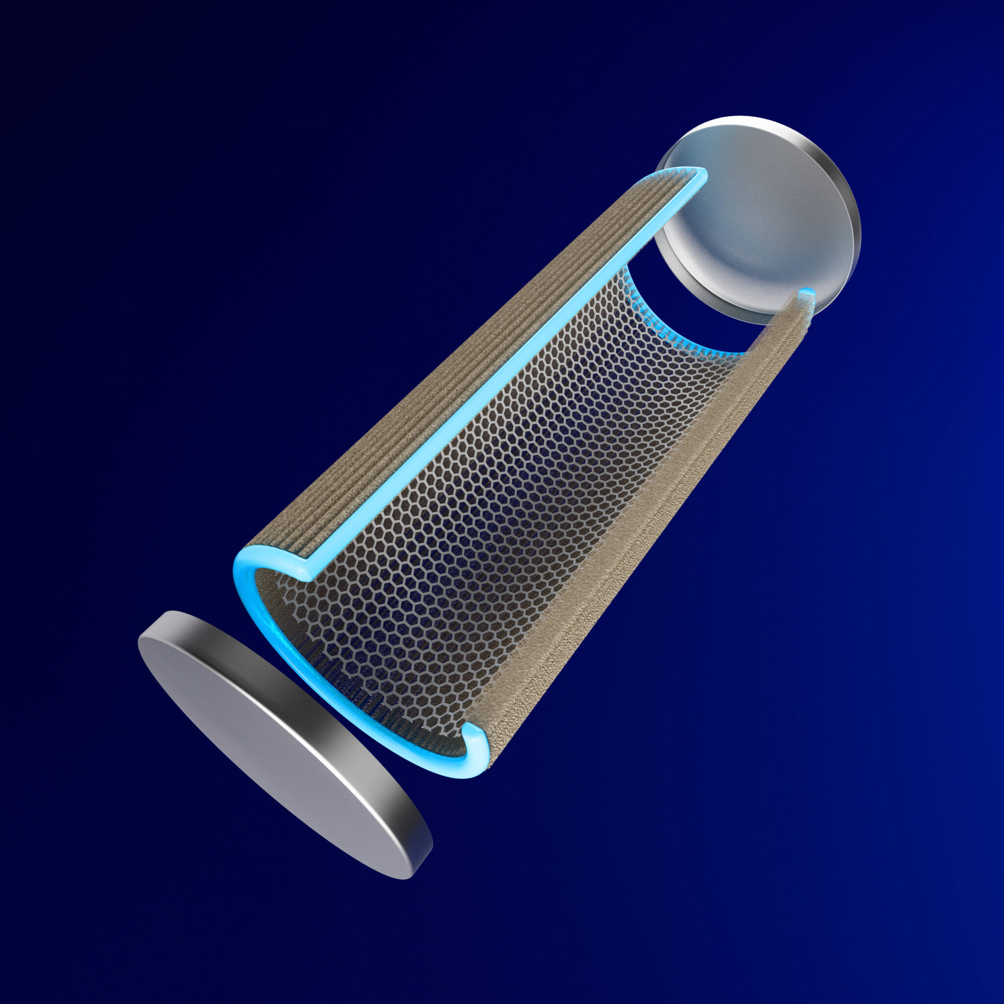 Epoxy Structalit 5826 VT (here marked in blue) is used to bond a particle filter