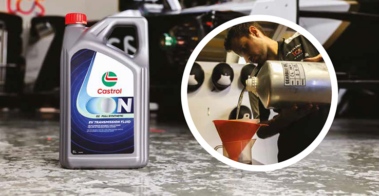 With a circularity-first mindset, used Castrol ON EV Transmission Fluid is collected from the Jaguar I-Type 6 transmission, re-refined and blended to make a more circular EV transmission fluid