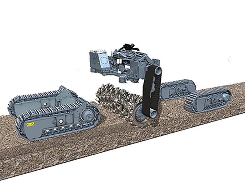 Since the center of gravity is located close to the drum on all Wirtgen SM‘s the maximum amount of weight force can be used for the cutting process