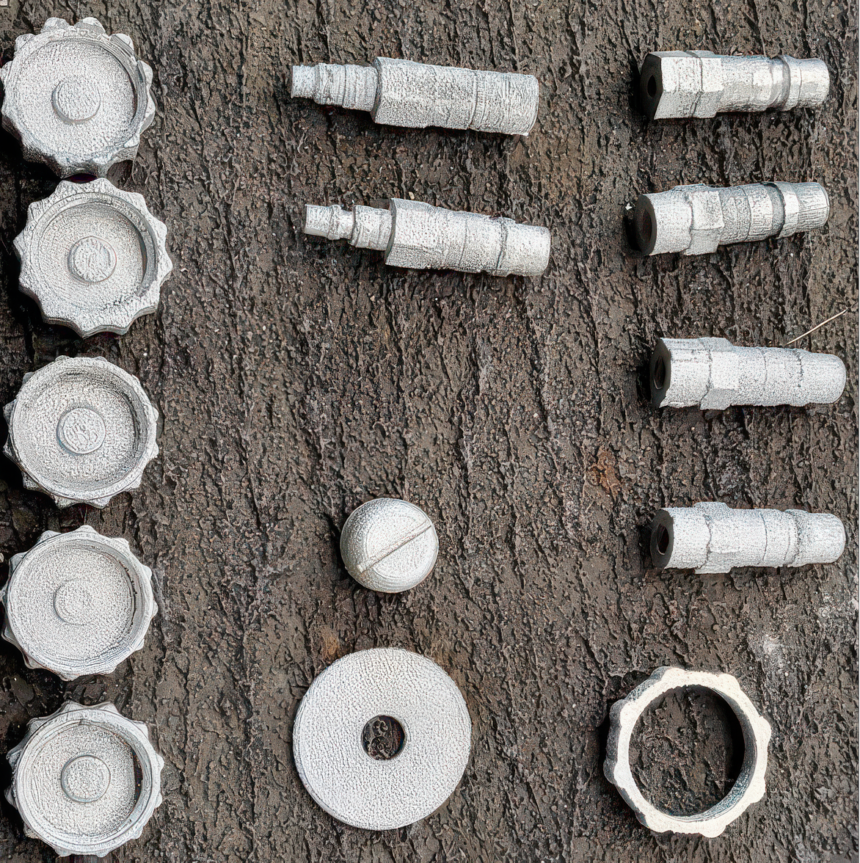 A photo of the parts made