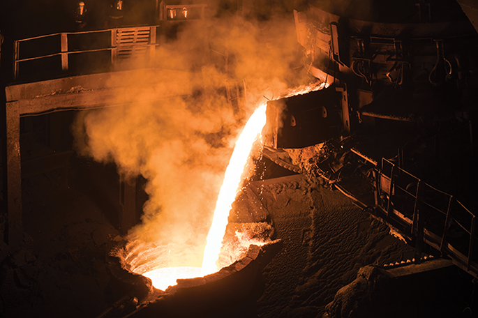 Outokumpu’s electric arc furnace melting recycled steel