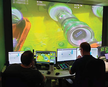 ROV operators observing C-Kore equipment from the control room