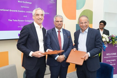 Dr Jonathan Leape, executive director IGC, HM Harjinder Kang, trade commissioner for South Asia and British deputy high commissioner for Western India, Dr Praveer Sinha, CEO and MD, Tata Power